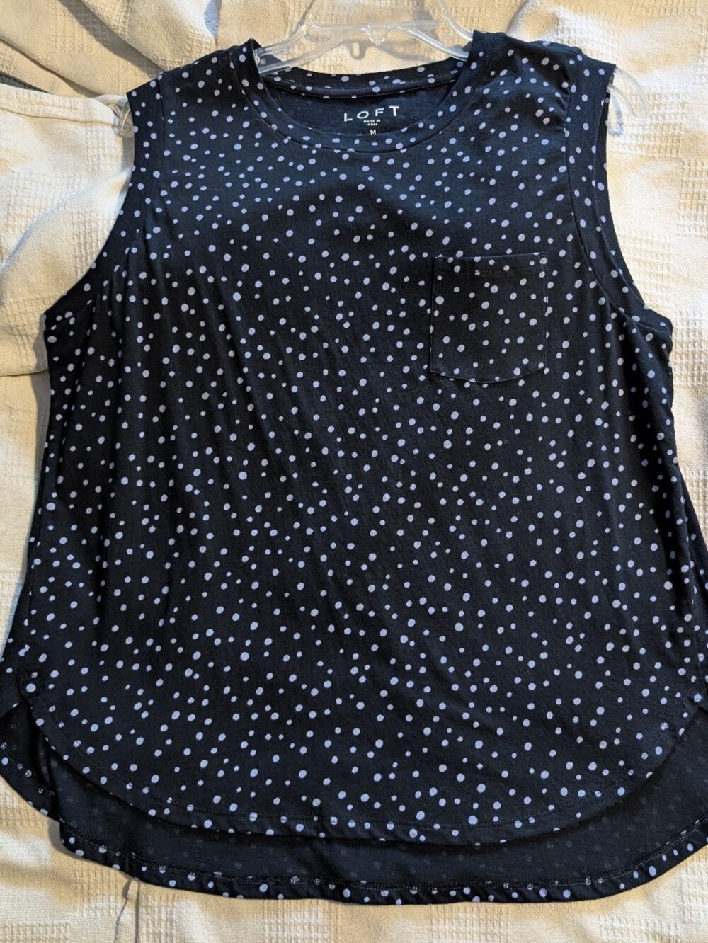 LOFT Navy Tank with Light Blue Polka Dots